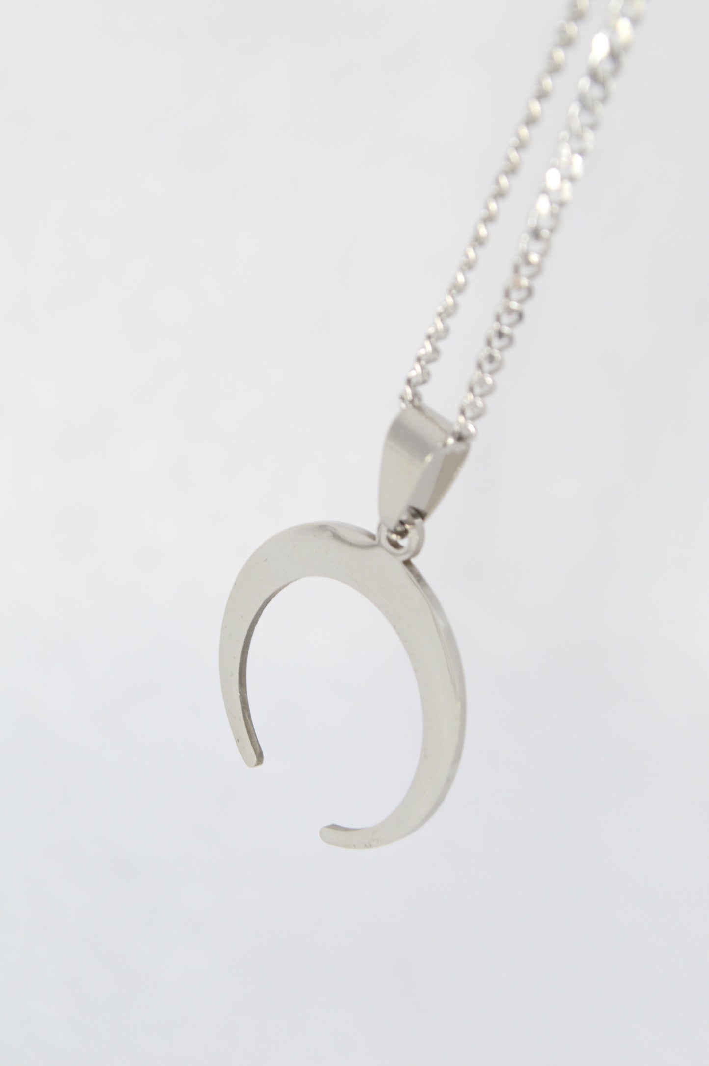 Stainless Steel Crescent Moon Necklace – Minimalist Lunar Pendant