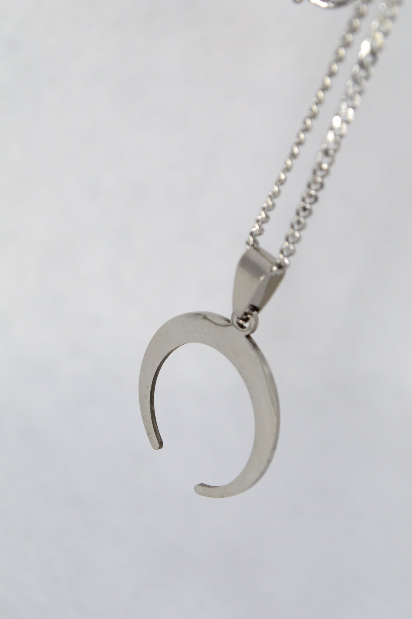 Stainless Steel Crescent Moon Necklace – Minimalist Lunar Pendant