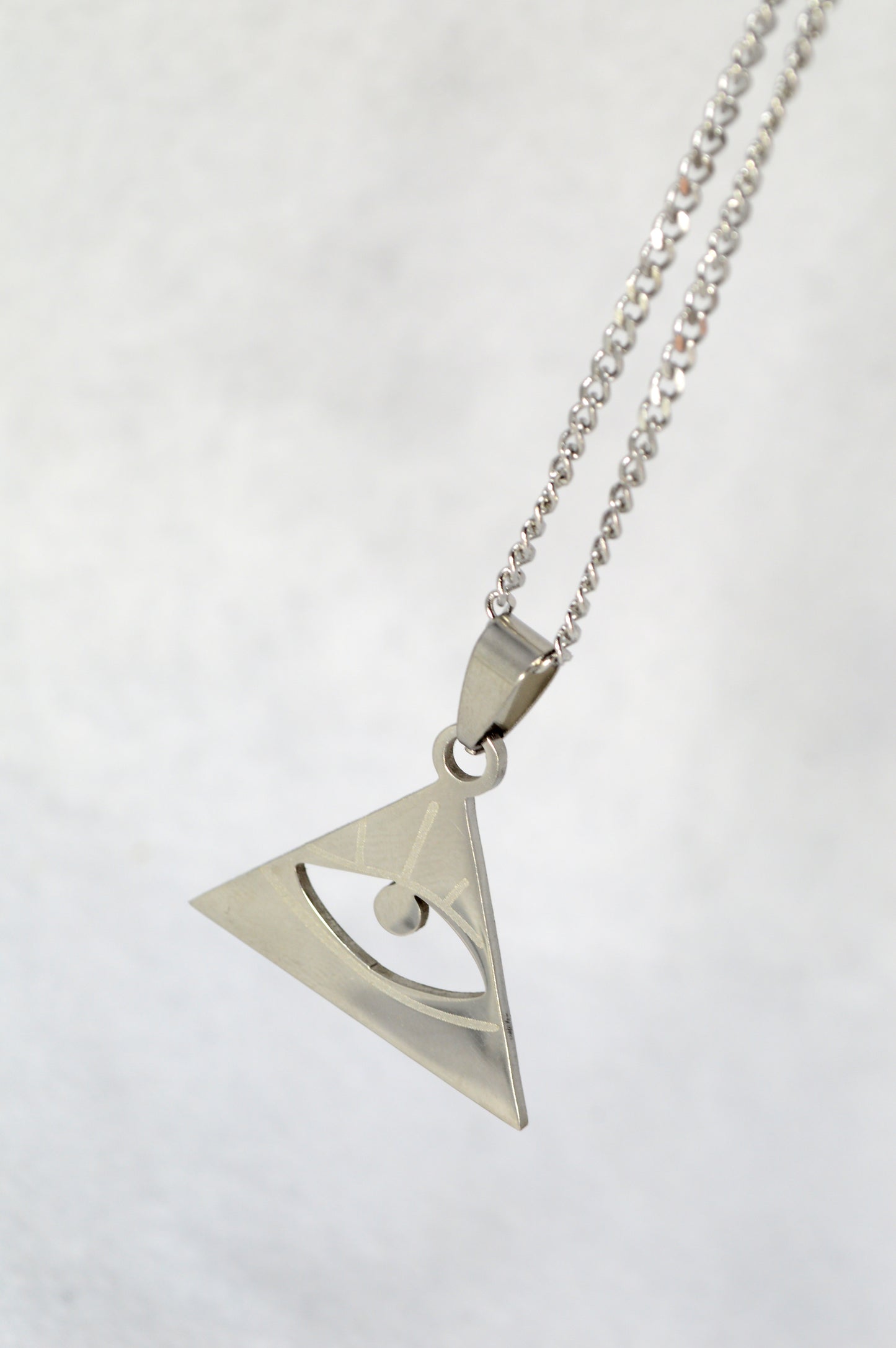 Triangle Eye Pendant Necklace – Stainless Steel Symbolic Amulet