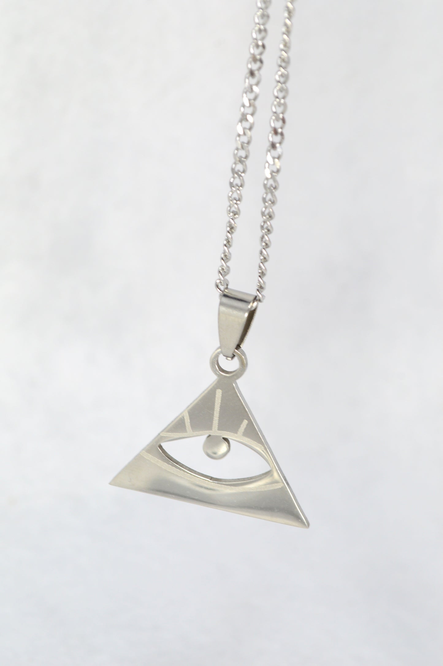 Triangle Eye Pendant Necklace – Stainless Steel Symbolic Amulet