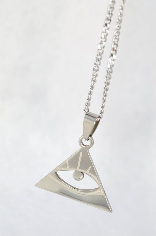 Triangle Eye Pendant Necklace – Stainless Steel Symbolic Amulet