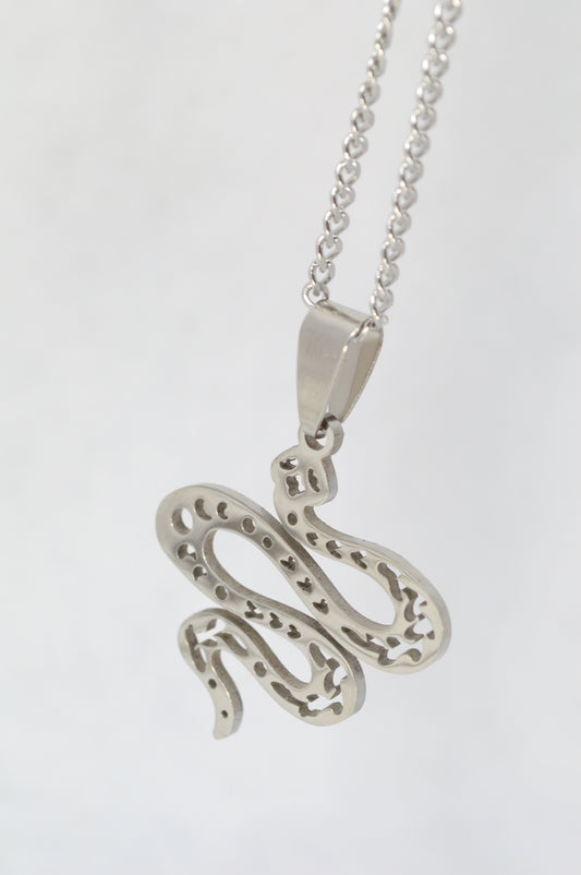 Stainless Steel Snake Pendant Necklace – Symbol of Transformation & Power
