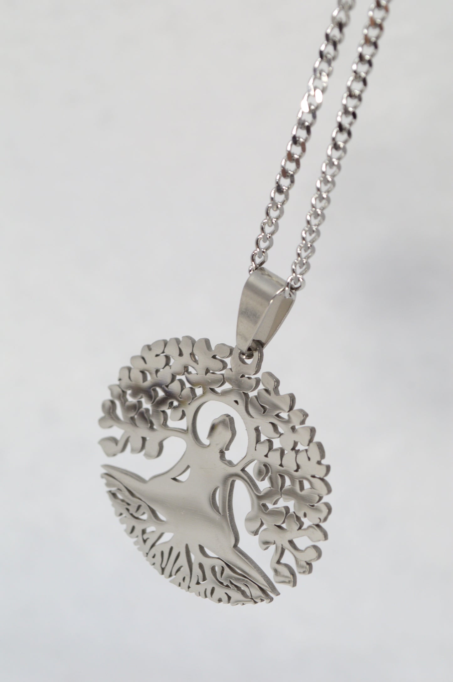Meditation Tree of Life Pendant Necklace – Stainless Steel Yoga Symbol