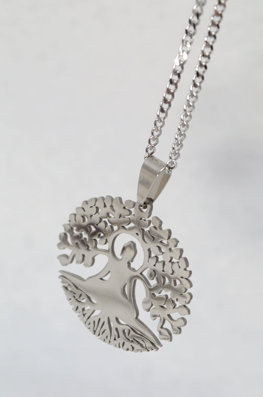 Meditation Tree of Life Pendant Necklace – Stainless Steel Yoga Symbol