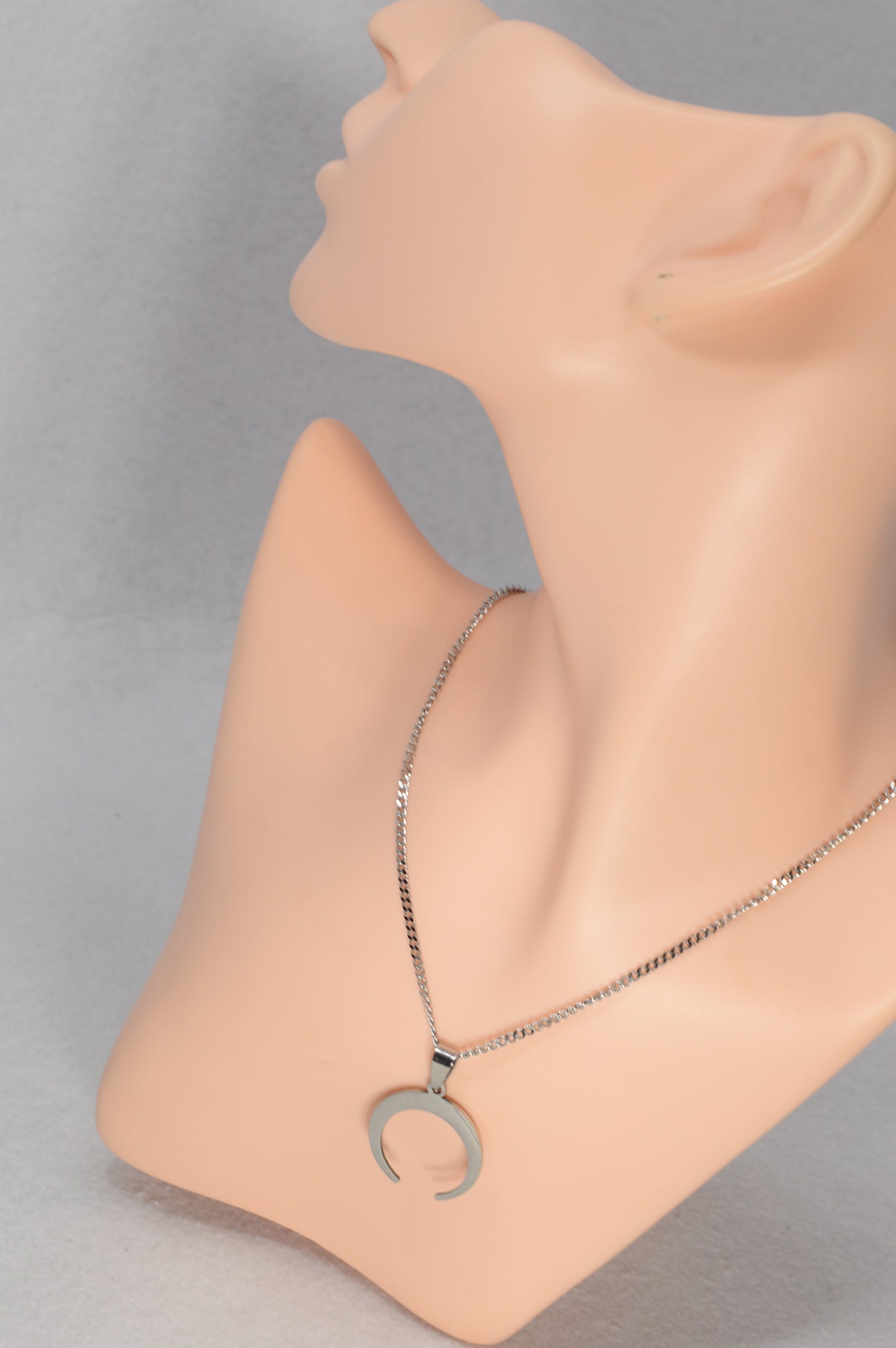 Stainless Steel Crescent Moon Necklace – Minimalist Lunar Pendant