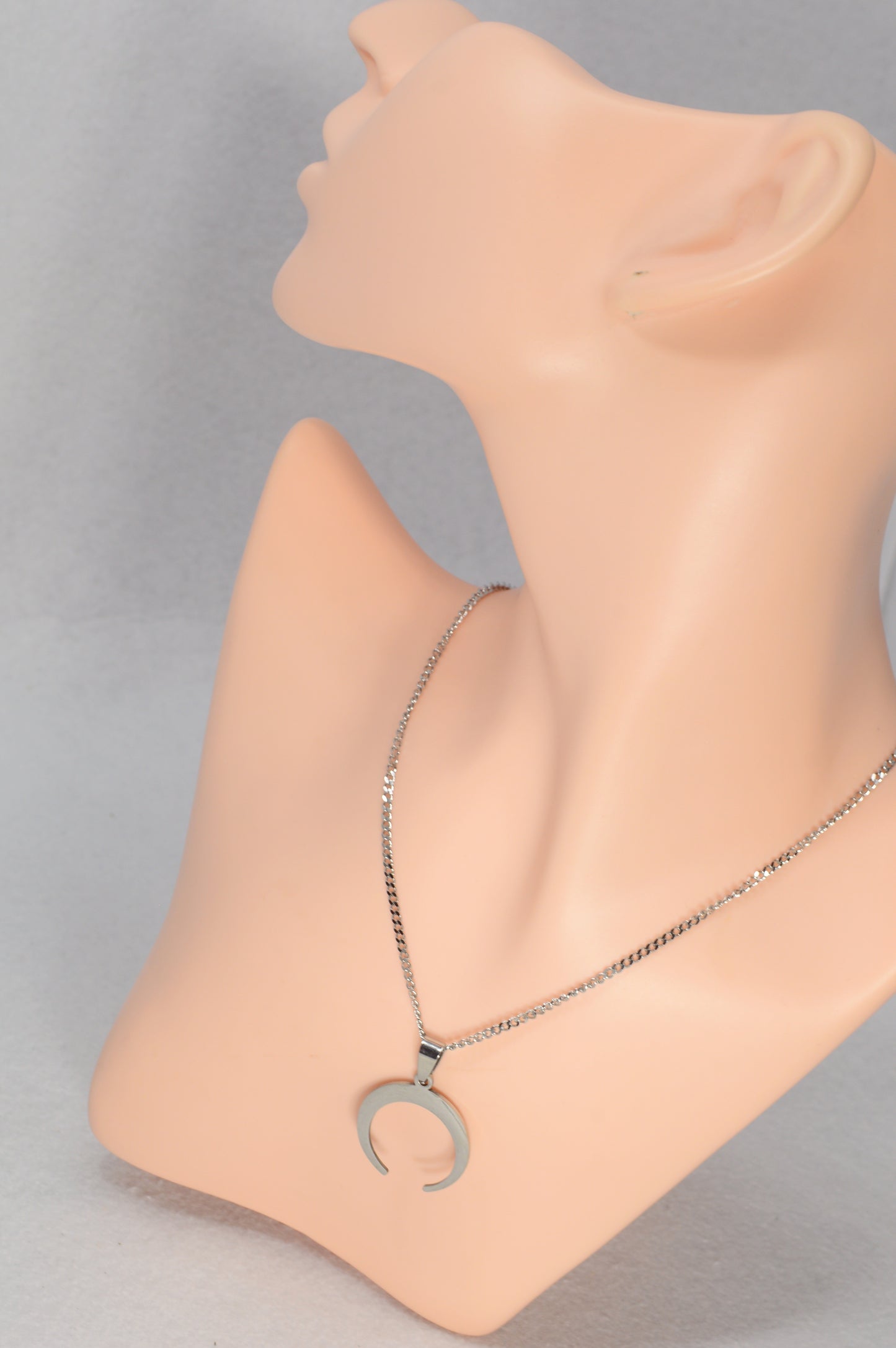 Stainless Steel Crescent Moon Necklace – Minimalist Lunar Pendant