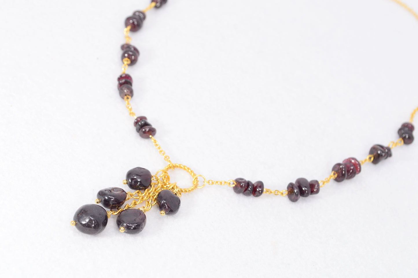 Garnet Gold Chain Statement Necklace