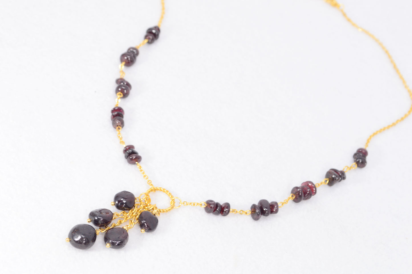 Garnet Gold Chain Statement Necklace