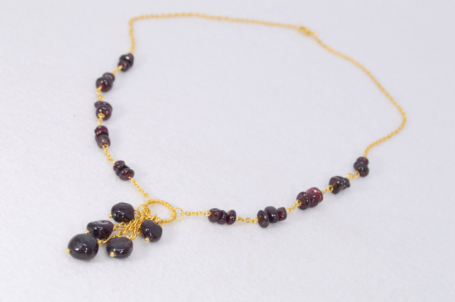 Garnet Gold Chain Statement Necklace