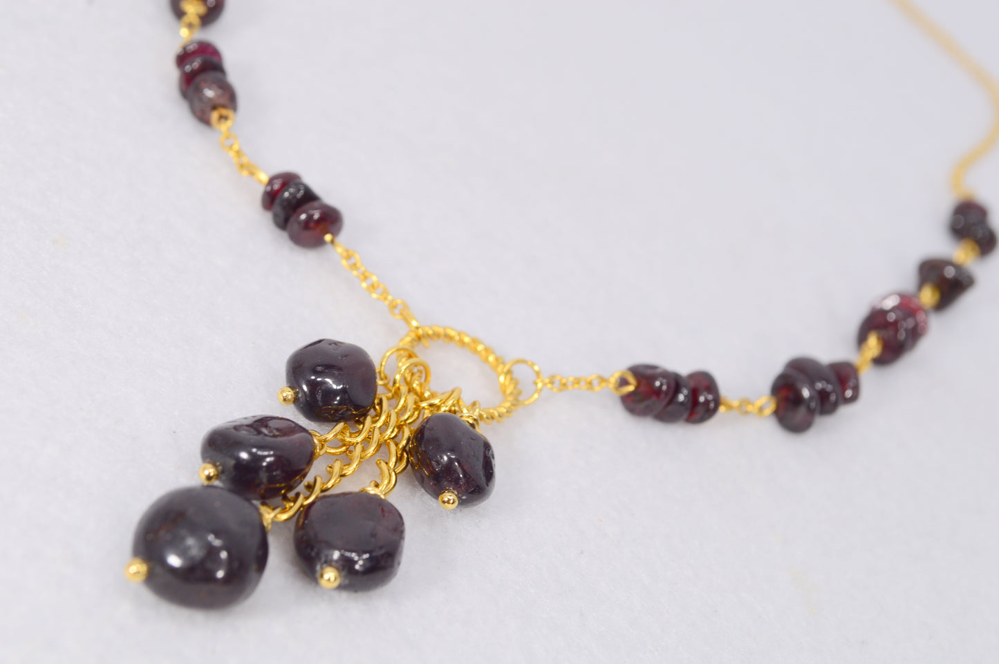 Garnet Gold Chain Statement Necklace