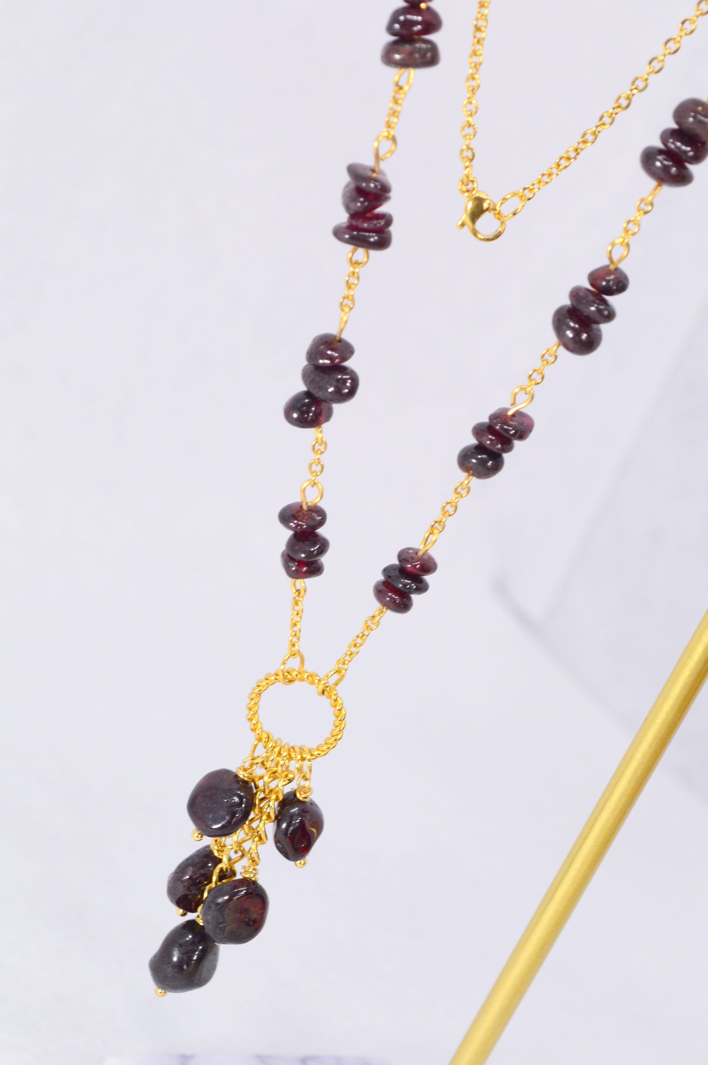 Garnet Gold Chain Statement Necklace