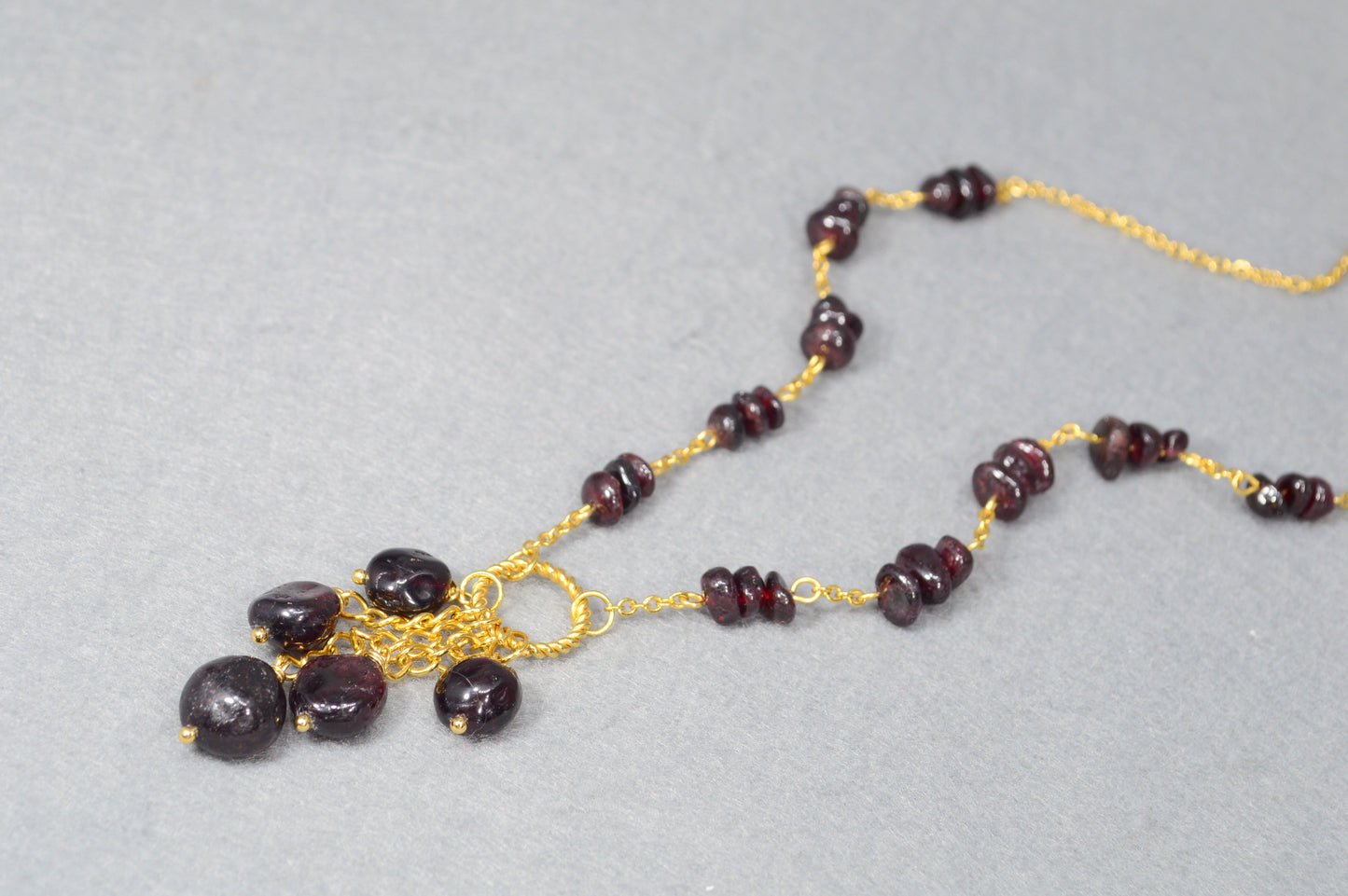 Garnet Gold Chain Statement Necklace