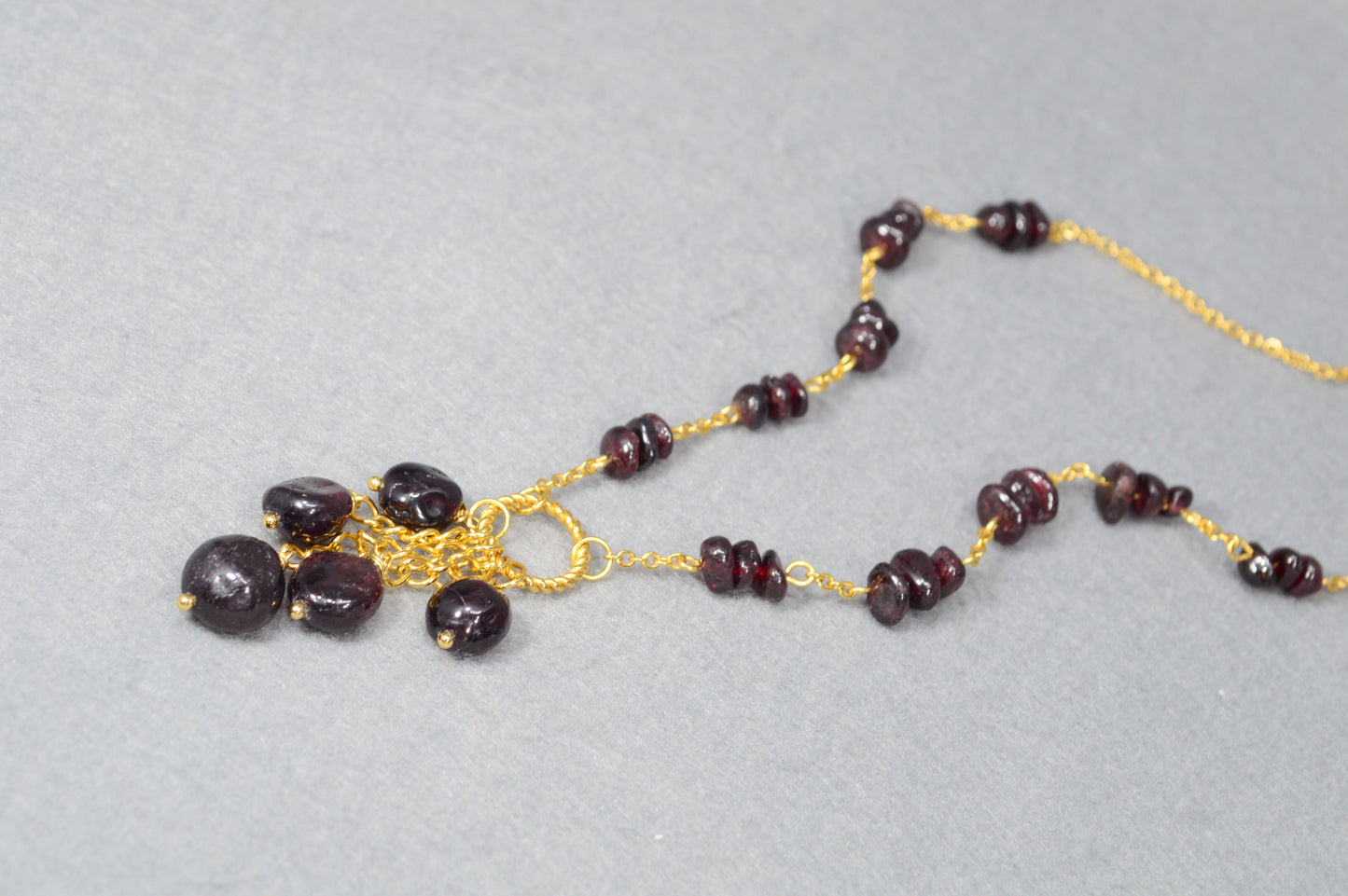 Garnet Gold Chain Statement Necklace