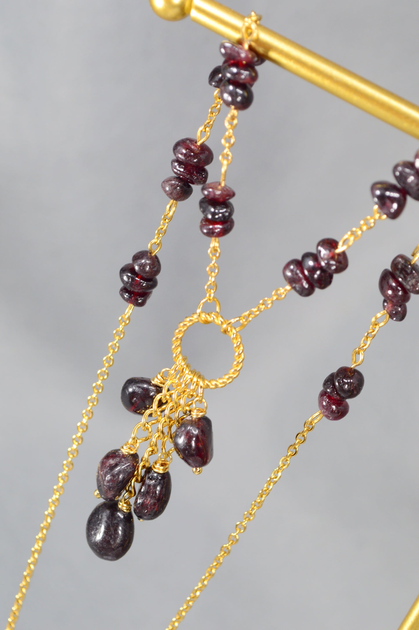 Garnet Gold Chain Statement Necklace