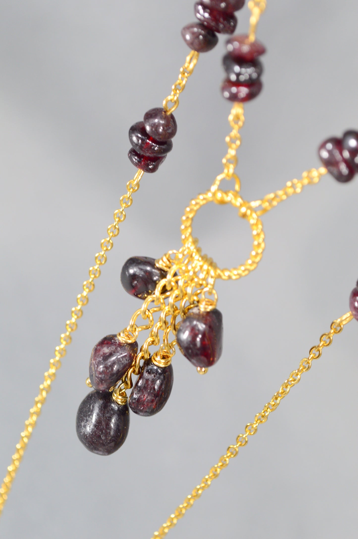 Garnet Gold Chain Statement Necklace