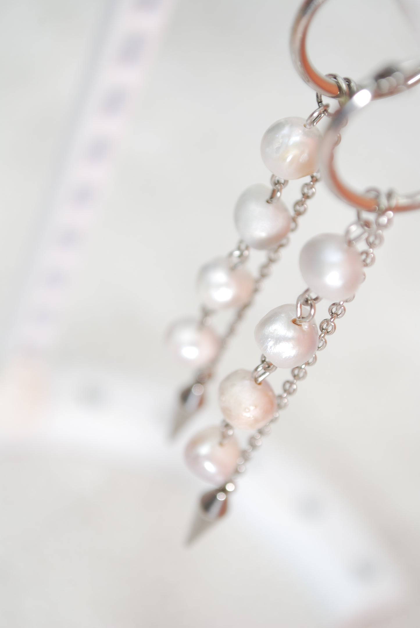 Aros con colgante de perla – joyería boho llamativa – aprox. 10 cm - 4"
