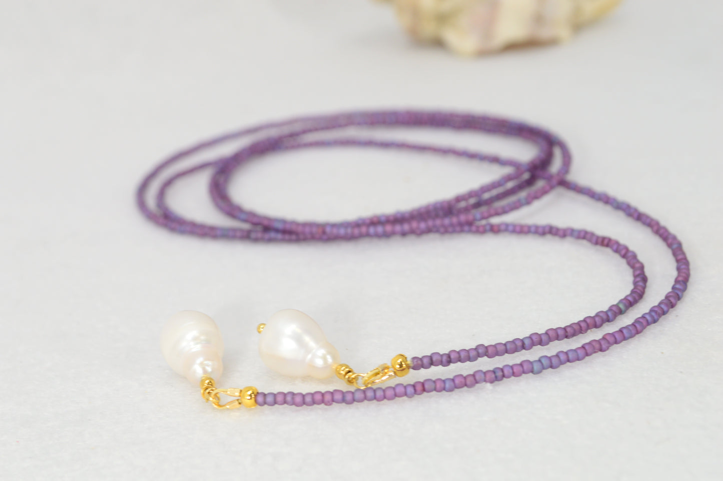 Black Pearl Lariat Necklace | Boho Y Necklace | Handmade Long Chain Jewelry