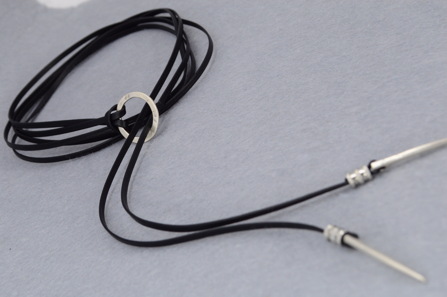 Edgy Black Leather Wrap Choker with Silver Spikes | Punk Gothic Festival Necklace