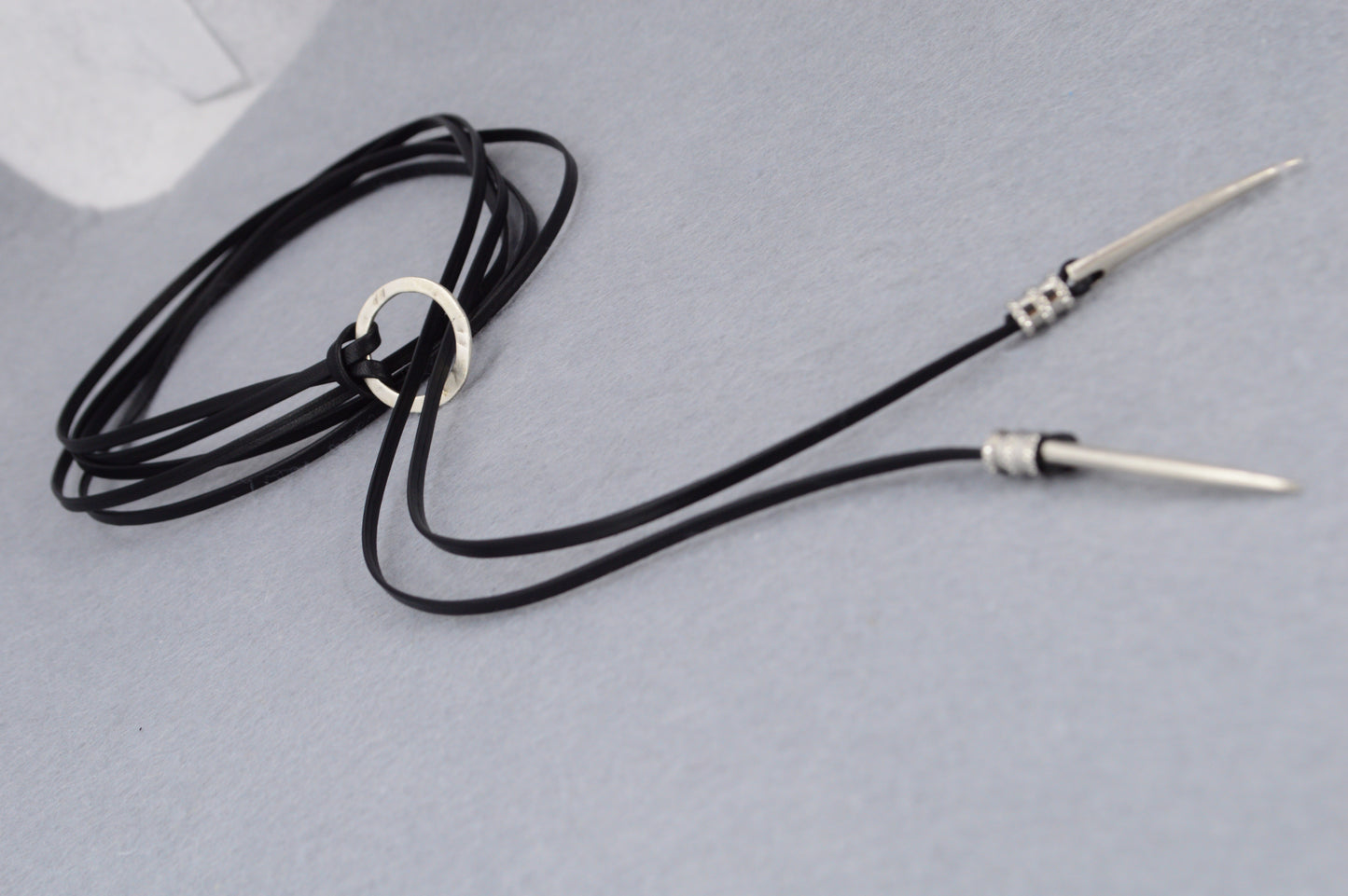 Edgy Black Leather Wrap Choker with Silver Spikes | Punk Gothic Festival Necklace