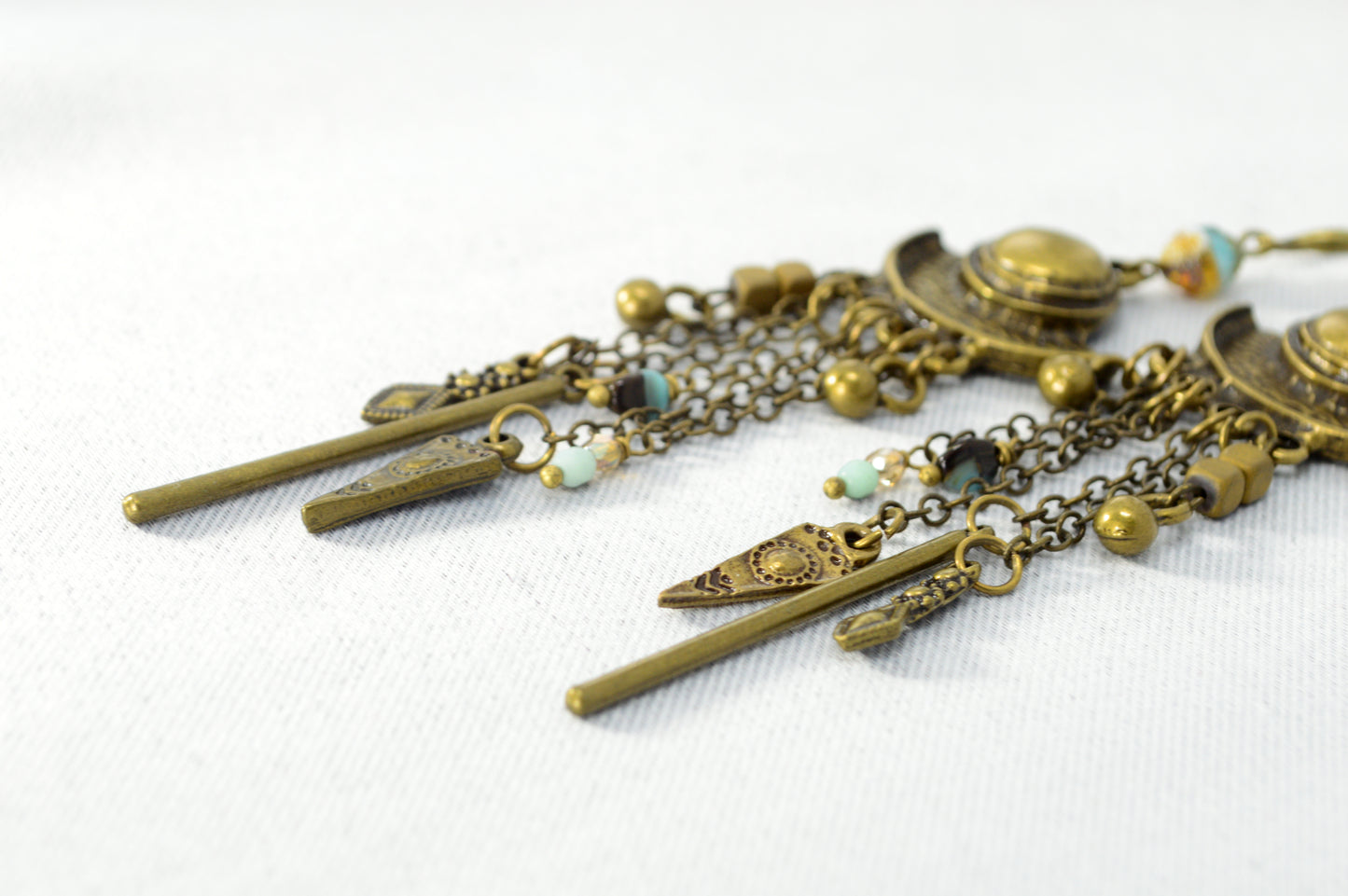 Boho Bronze Chain Statement Earrings