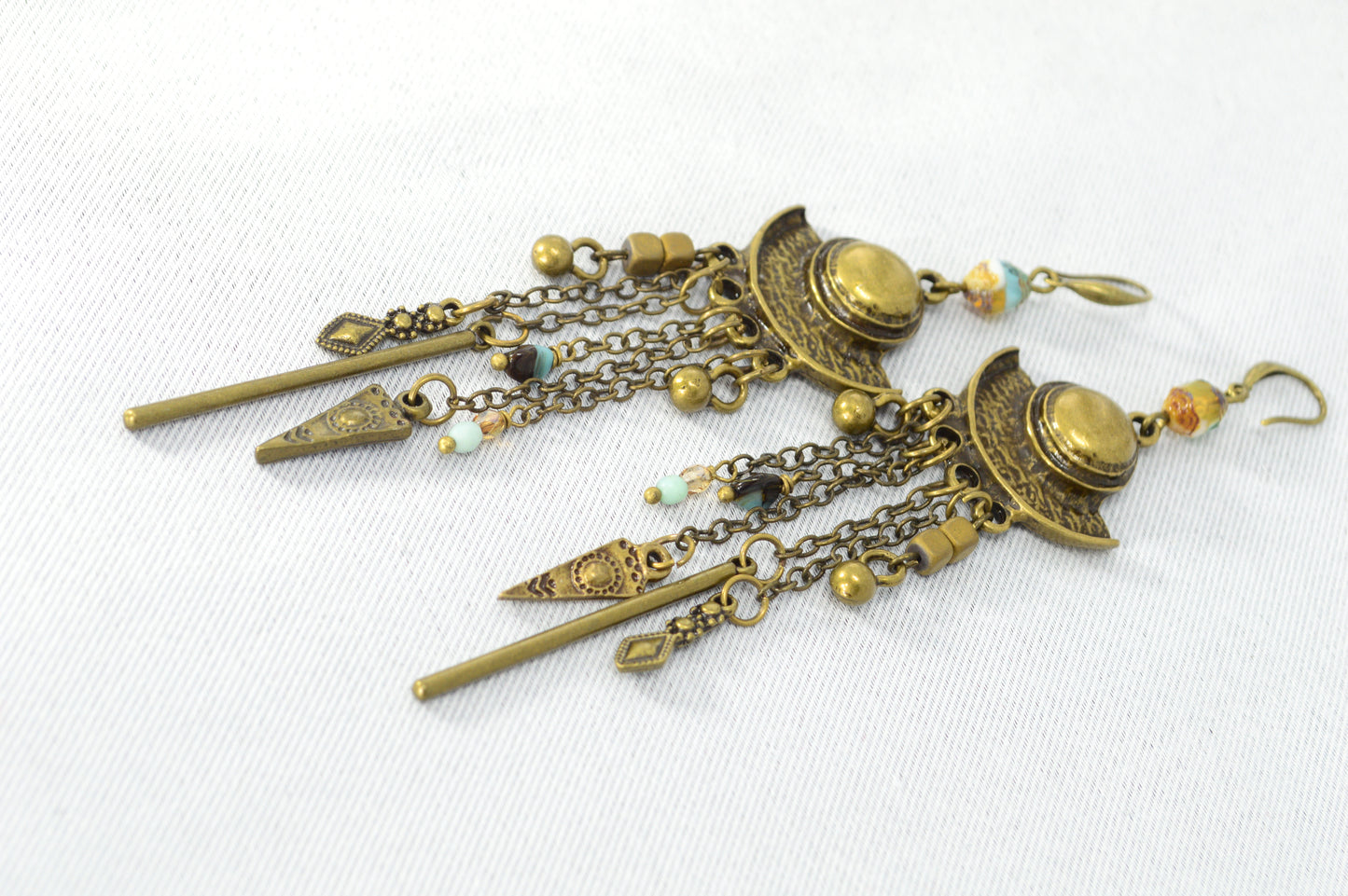 Boho Bronze Chain Statement Earrings