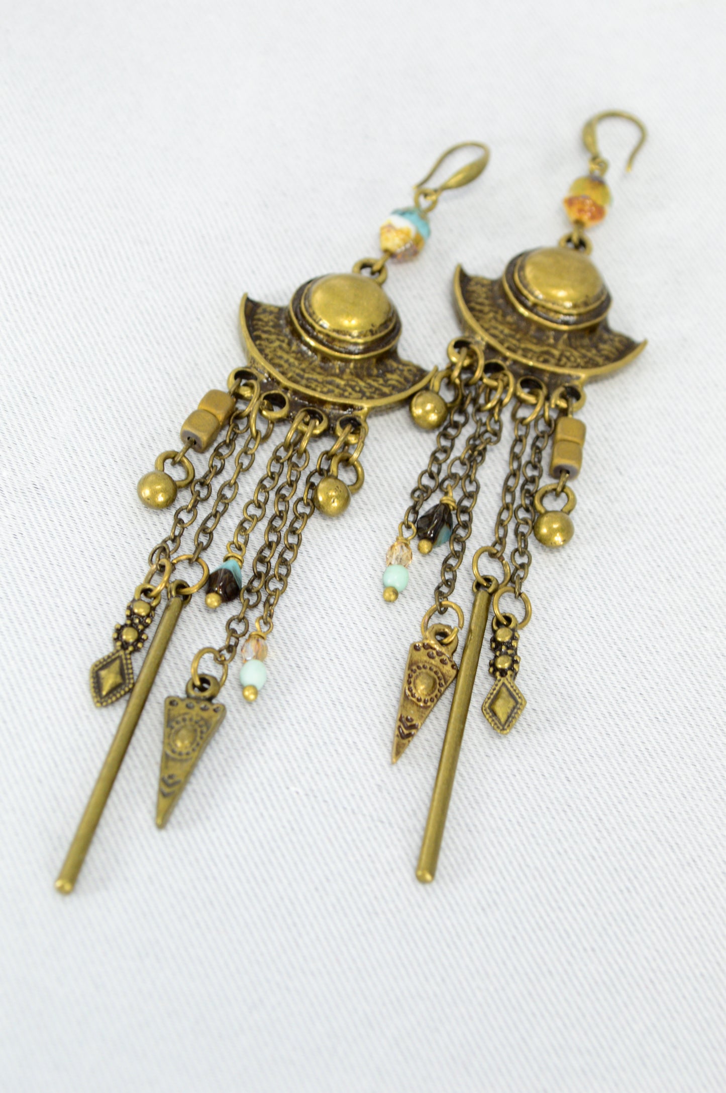 Boho Bronze Chain Statement Earrings