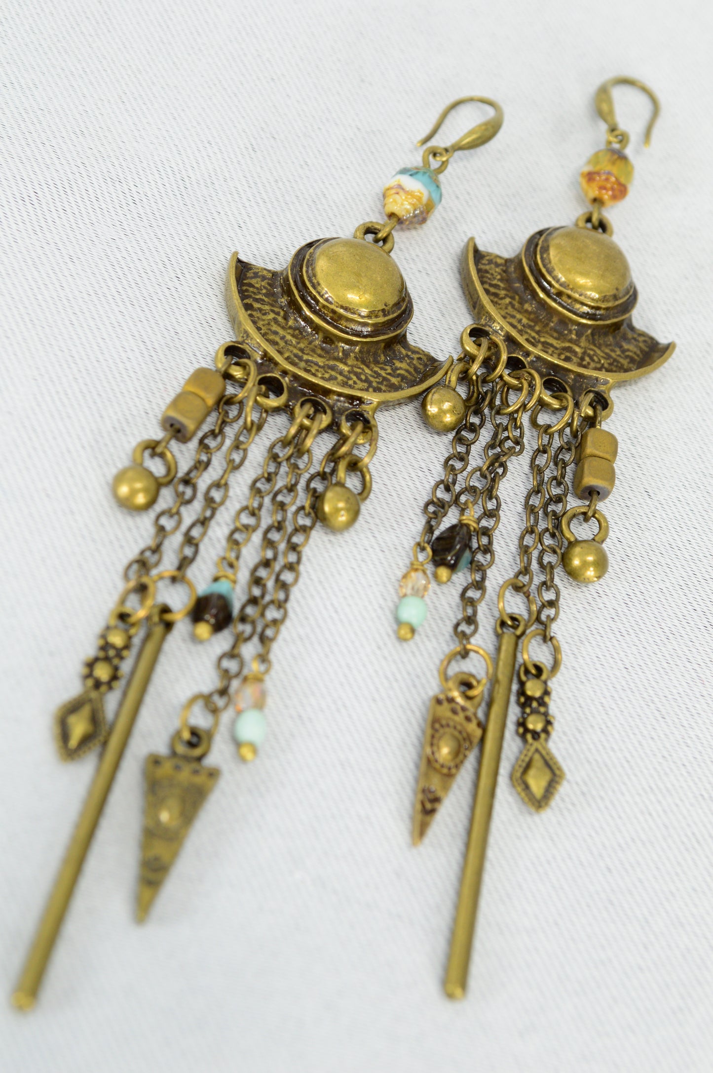 Boho Bronze Chain Statement Earrings