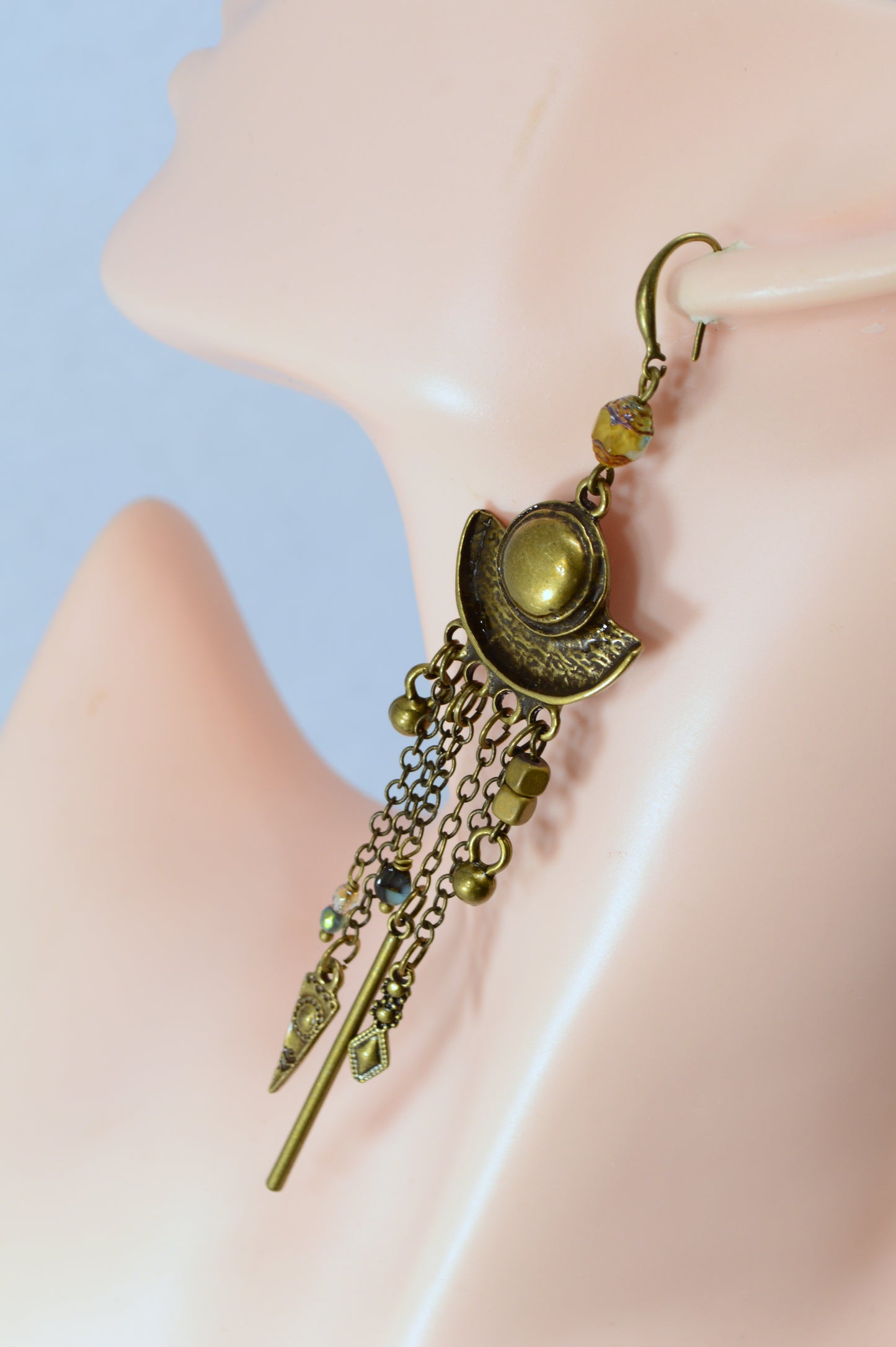 Boho Bronze Chain Statement Earrings