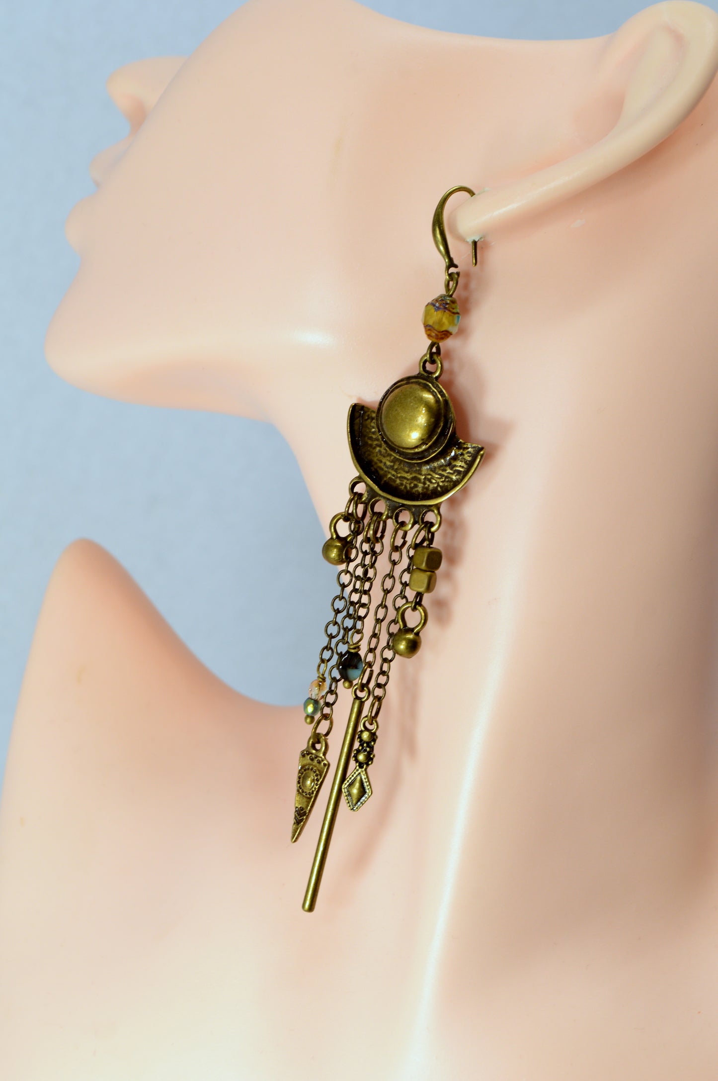 Boho Bronze Chain Statement Earrings