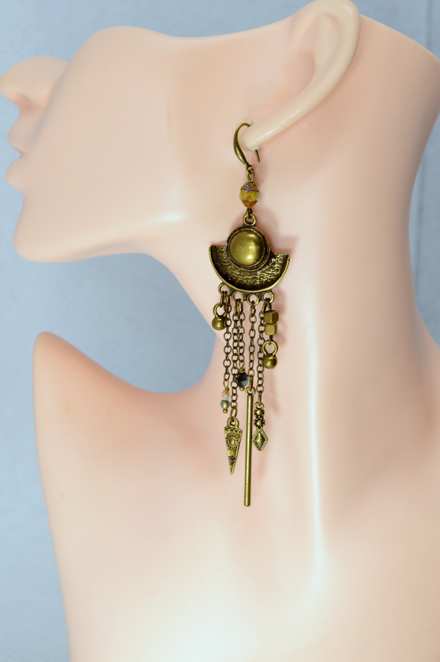 Boho Bronze Chain Statement Earrings