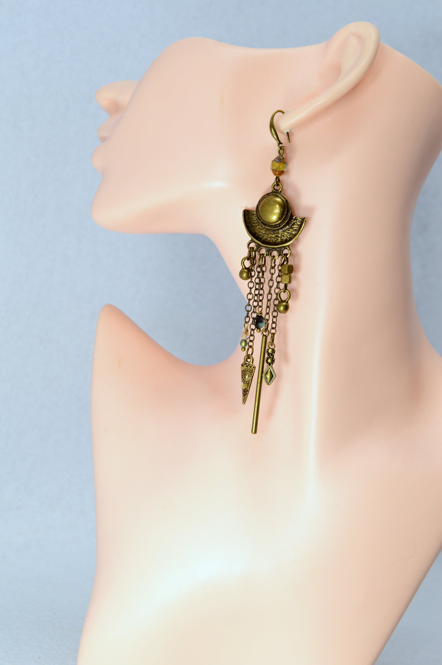 Boho Bronze Chain Statement Earrings