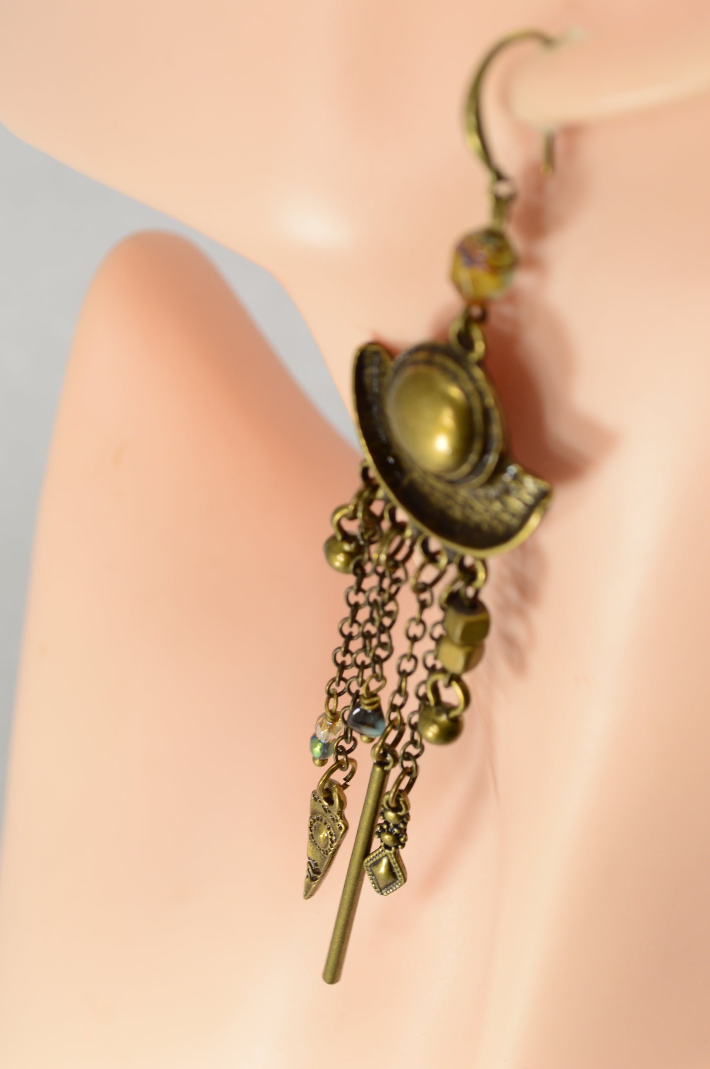 Boho Bronze Chain Statement Earrings