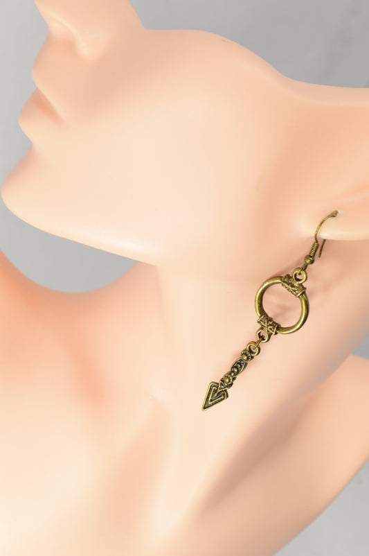 Bronze Boho Ring Drop Earrings
