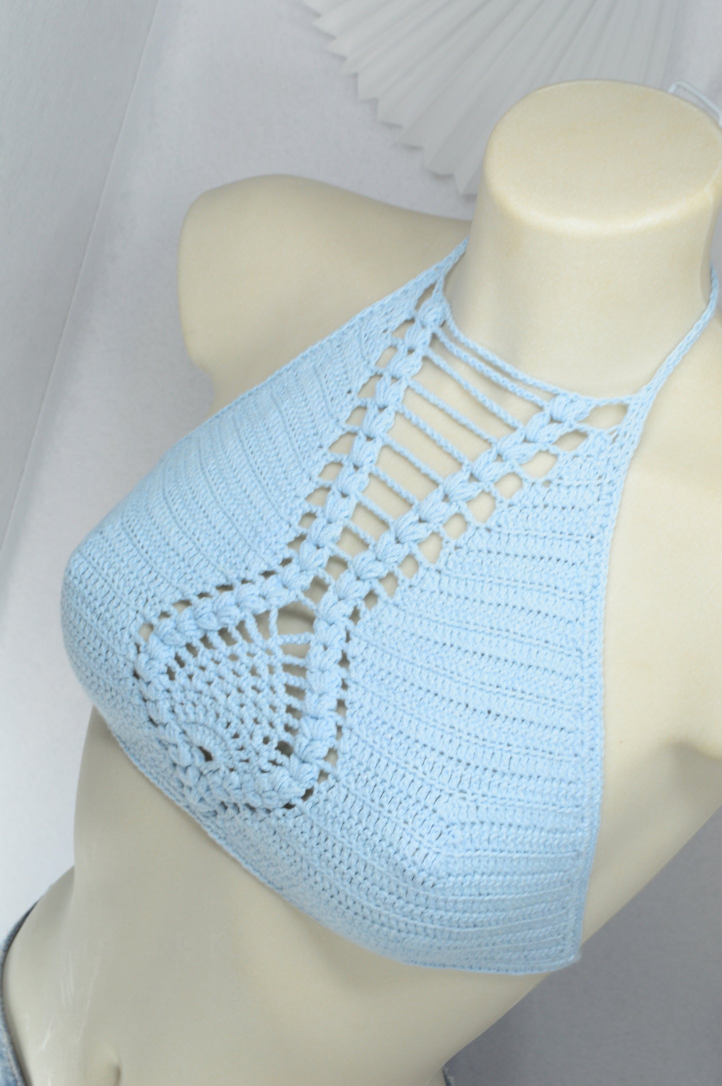 Sky Whisper Boho Crochet Halter Top
