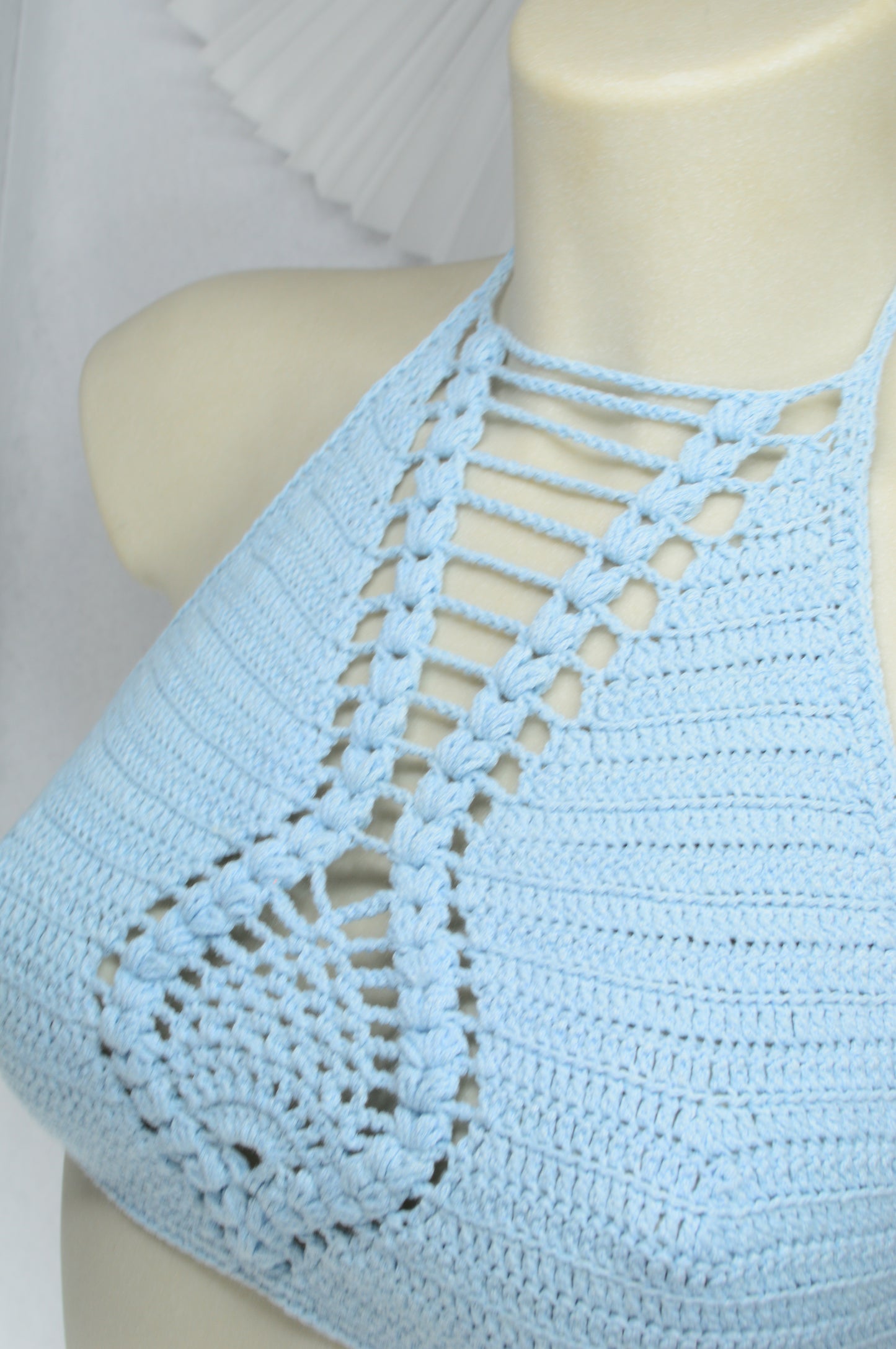 Sky Whisper Boho Crochet Halter Top