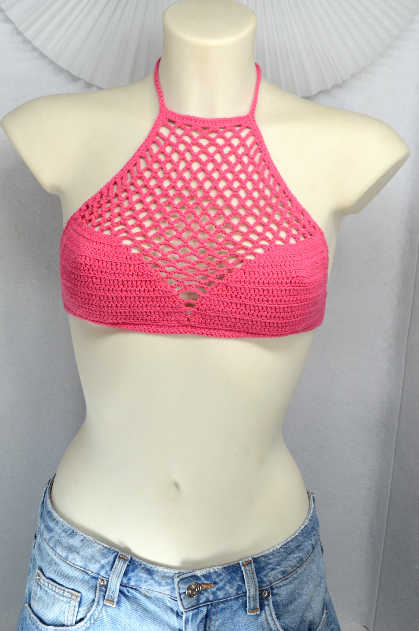Pink Flame Boho Crochet Halter