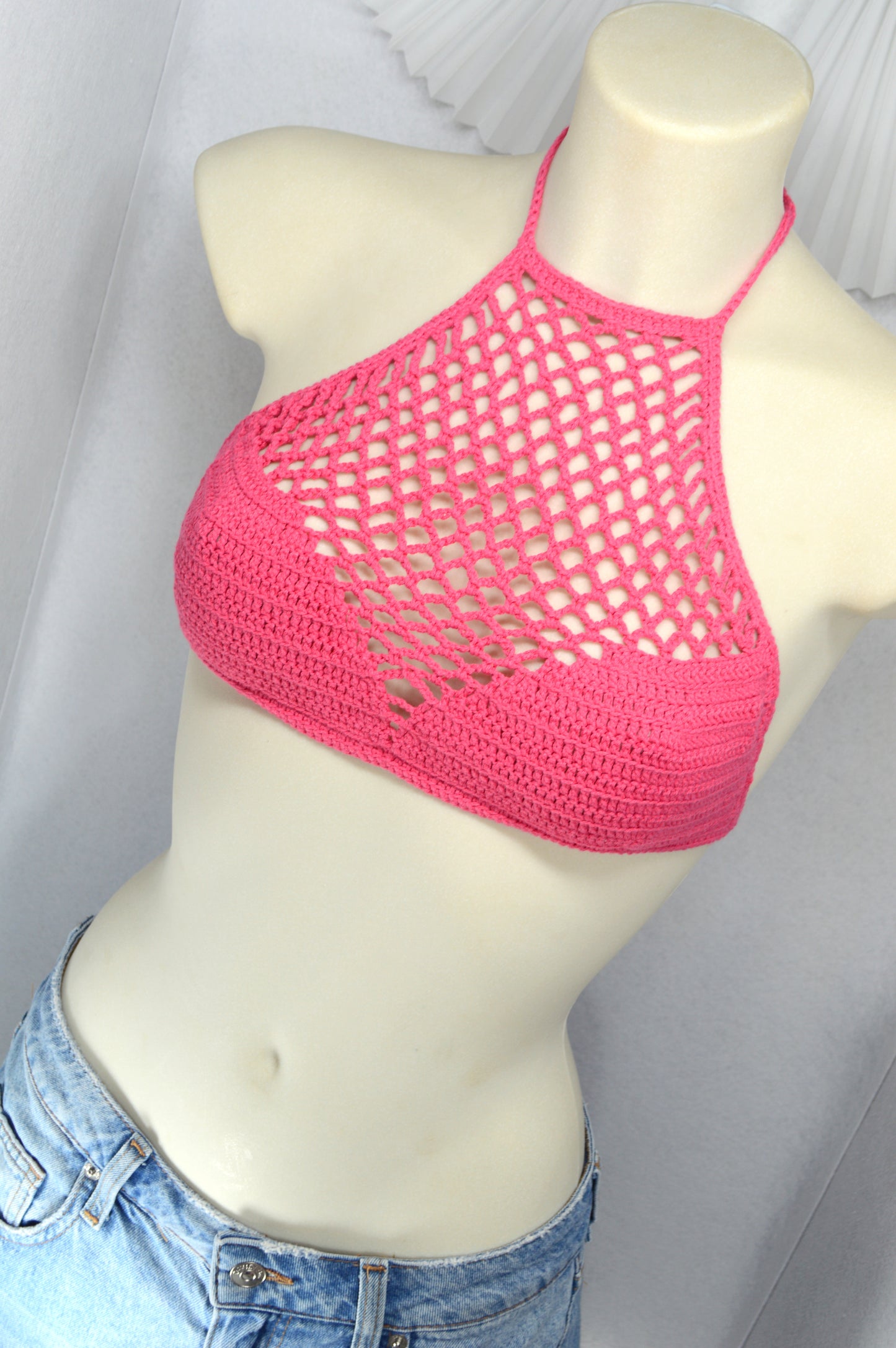 Pink Flame Boho Crochet Halter