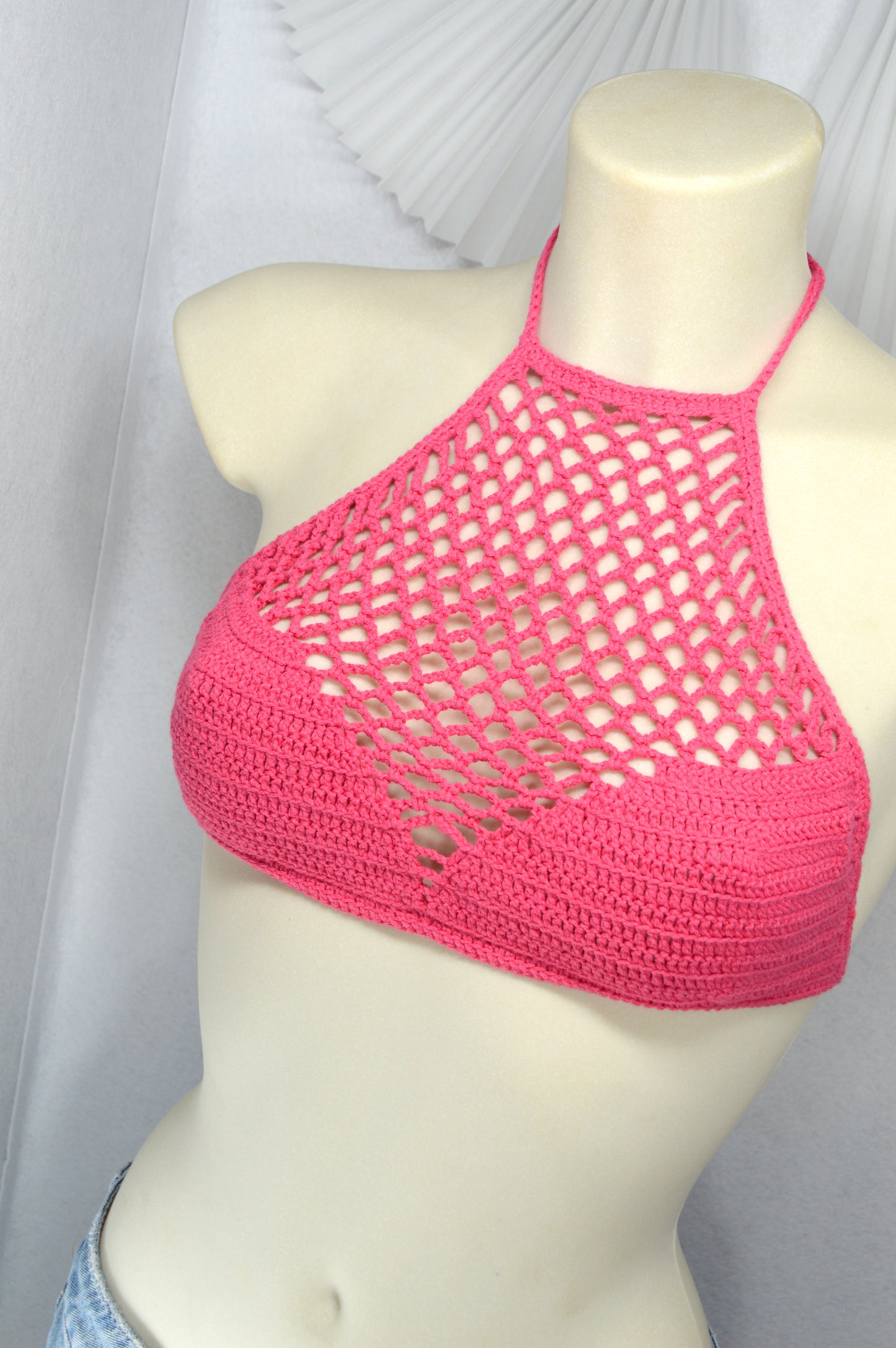 Pink Flame Boho Crochet Halter