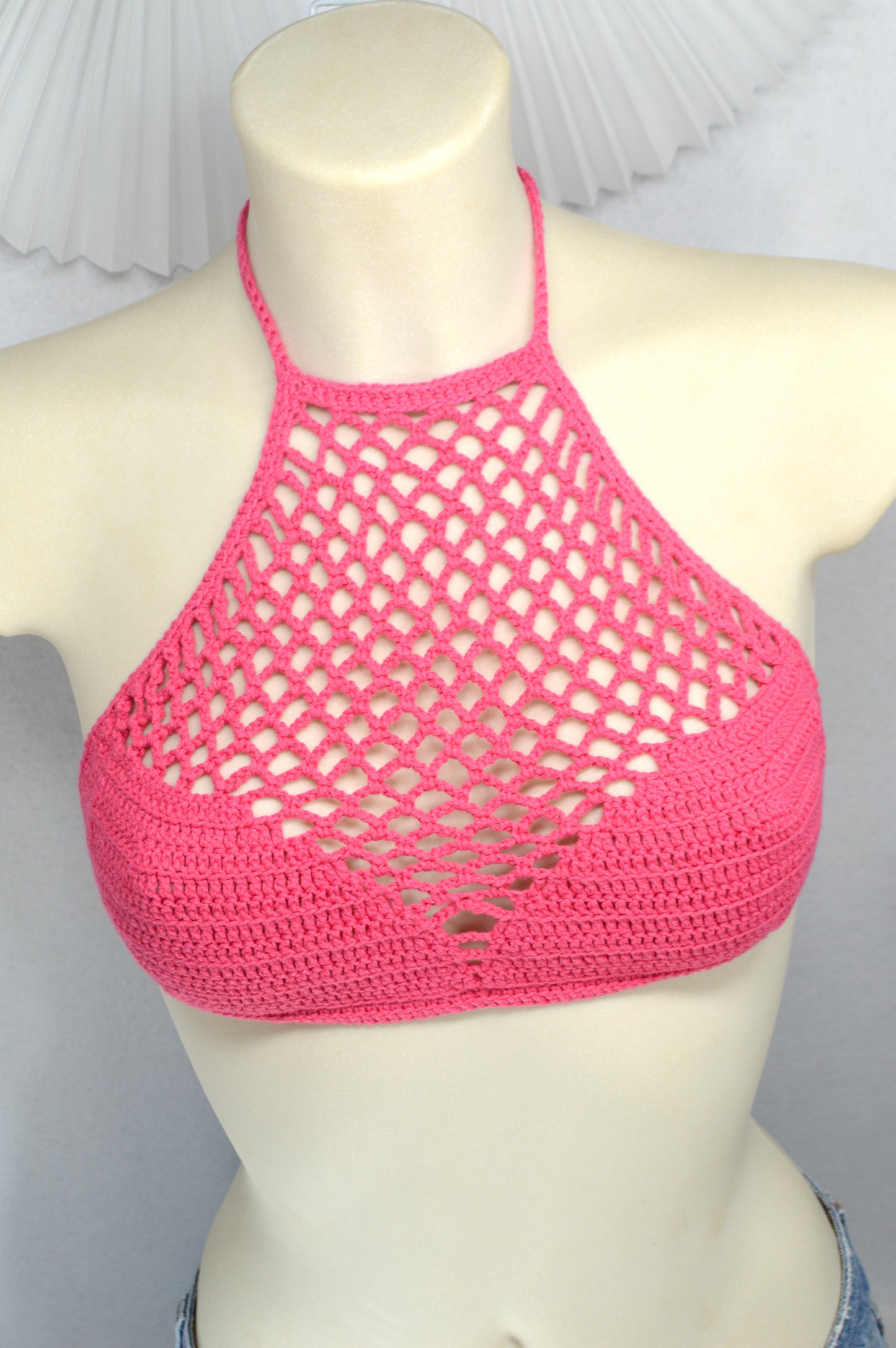 Pink Flame Boho Crochet Halter