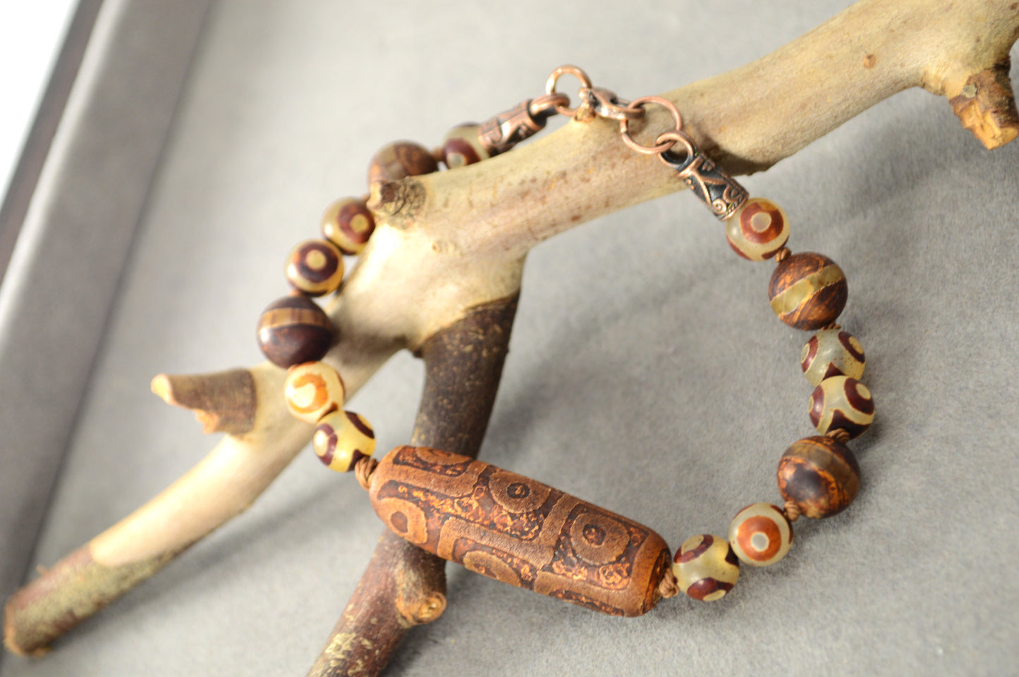 Dzi Bead Tribal Bracelet in Earth Tones