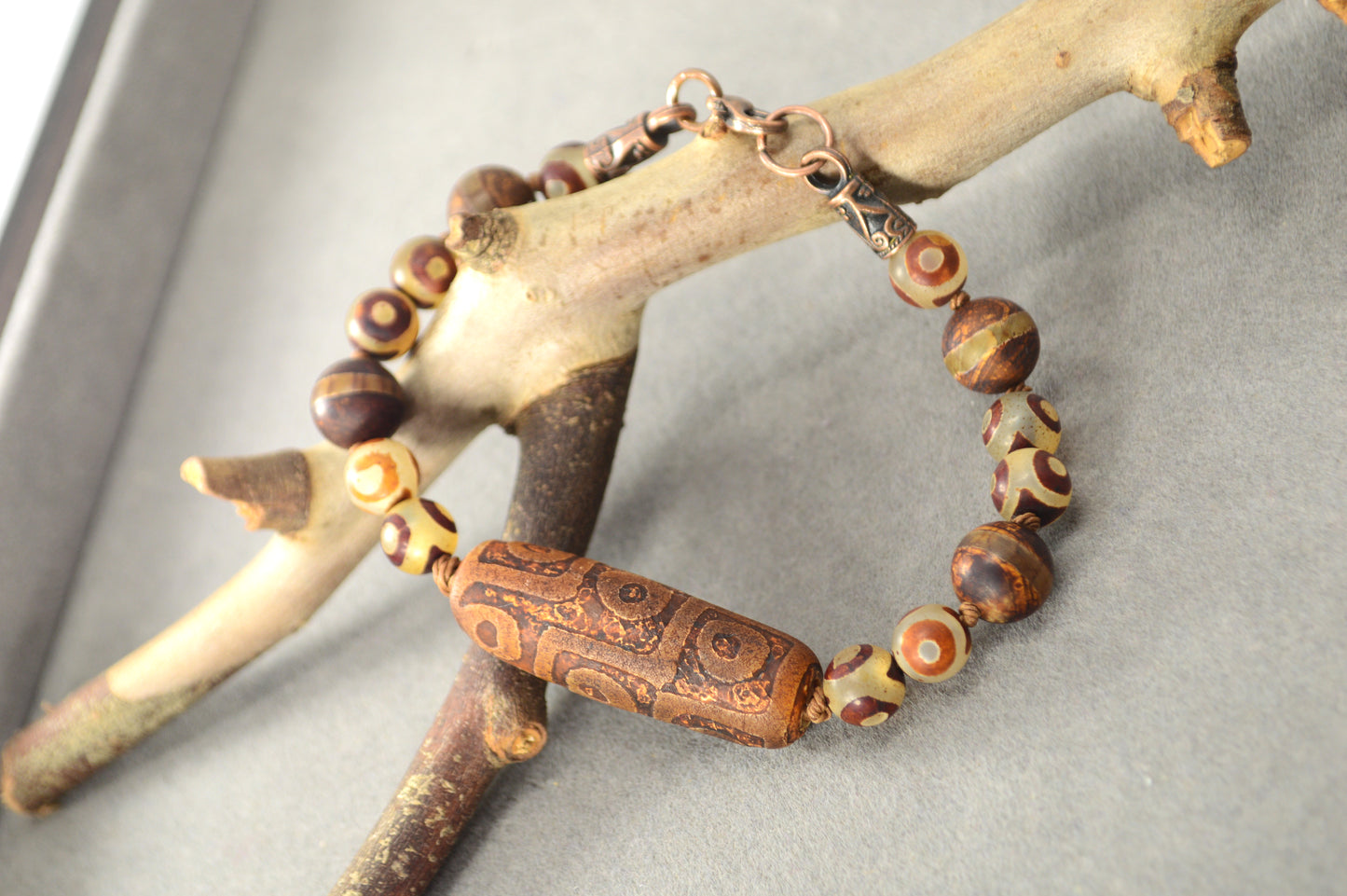 Dzi Bead Tribal Bracelet in Earth Tones