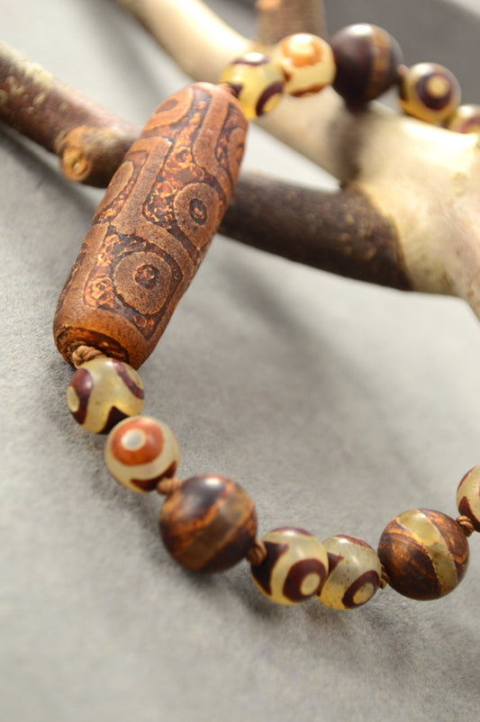 Dzi Bead Tribal Bracelet in Earth Tones