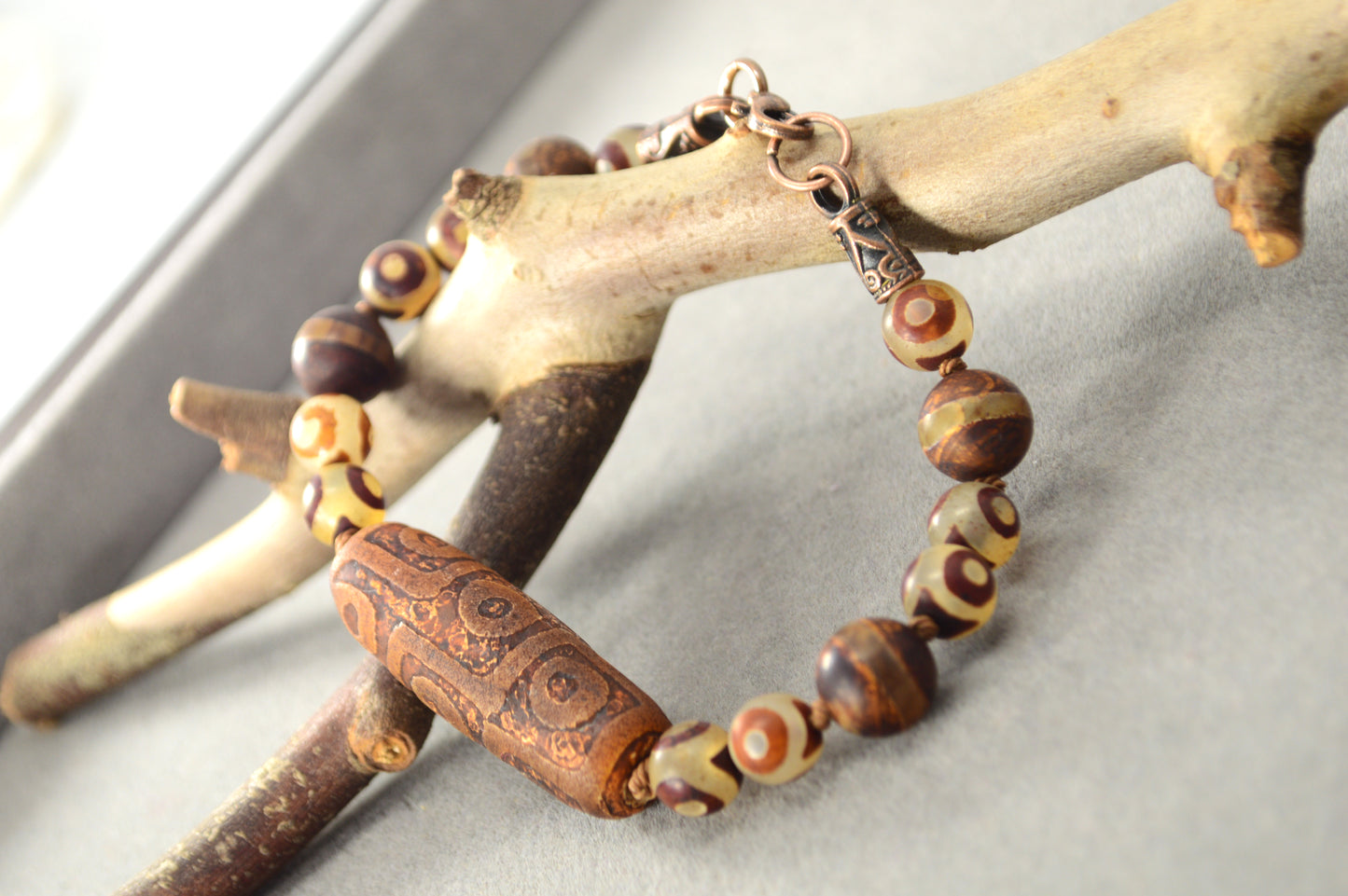 Dzi Bead Tribal Bracelet in Earth Tones