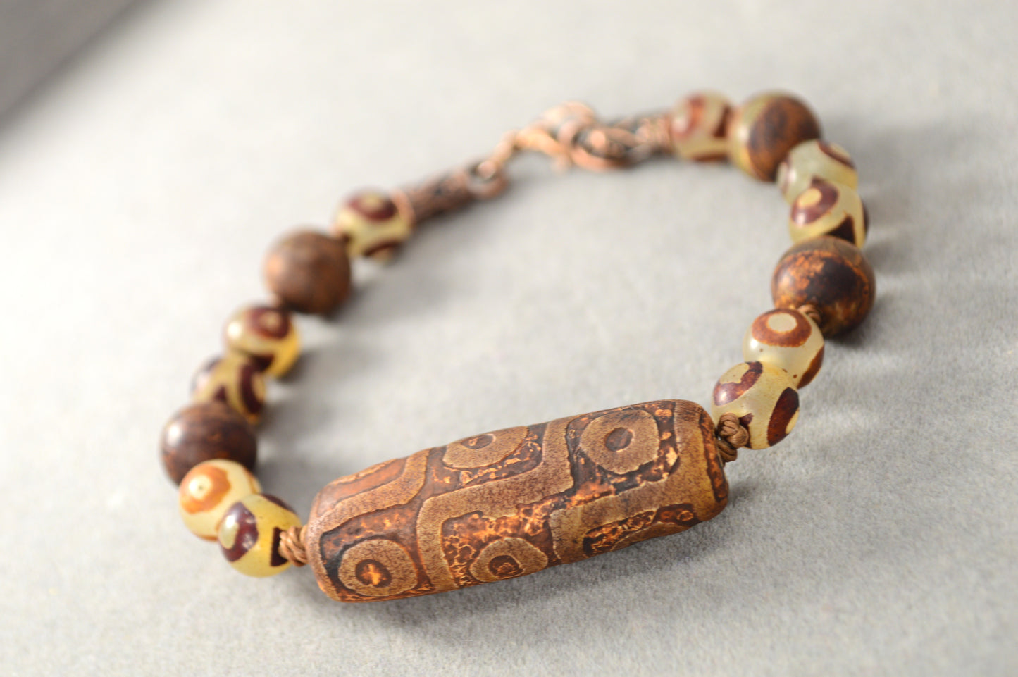 Dzi Bead Tribal Bracelet in Earth Tones