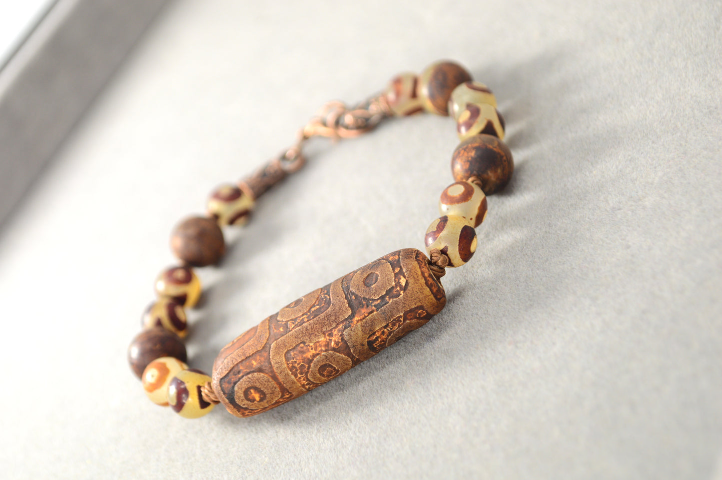 Dzi Bead Tribal Bracelet in Earth Tones