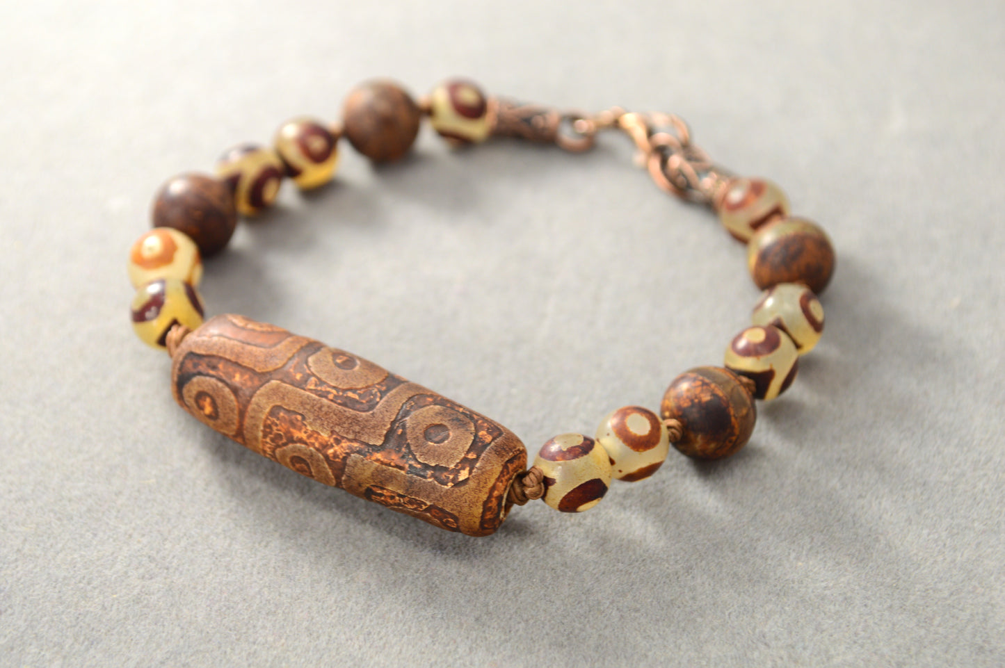Dzi Bead Tribal Bracelet in Earth Tones