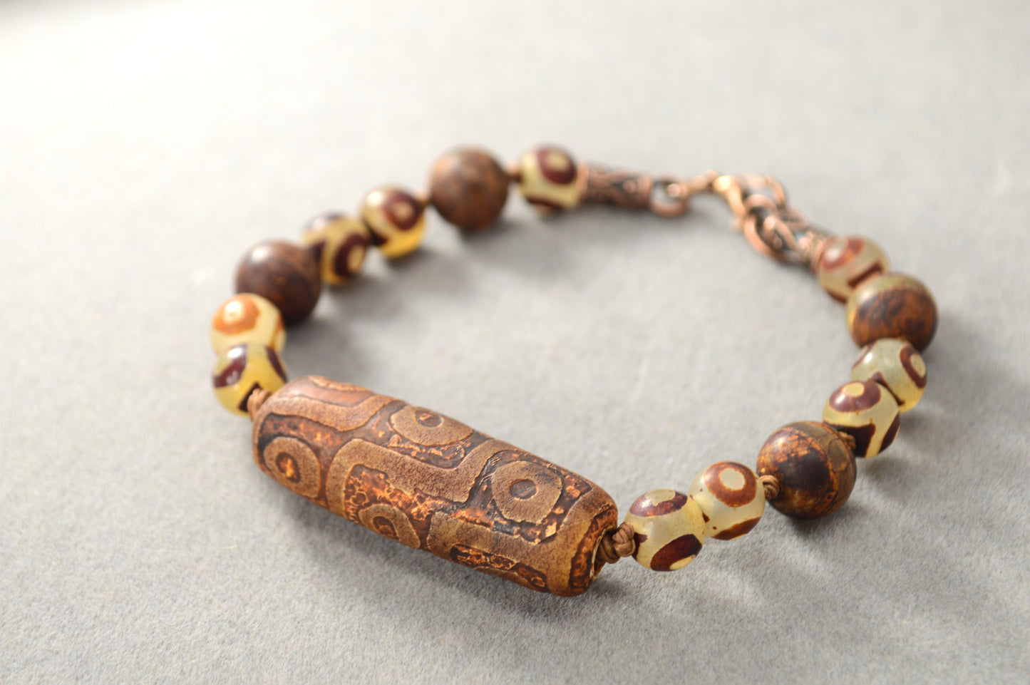 Dzi Bead Tribal Bracelet in Earth Tones