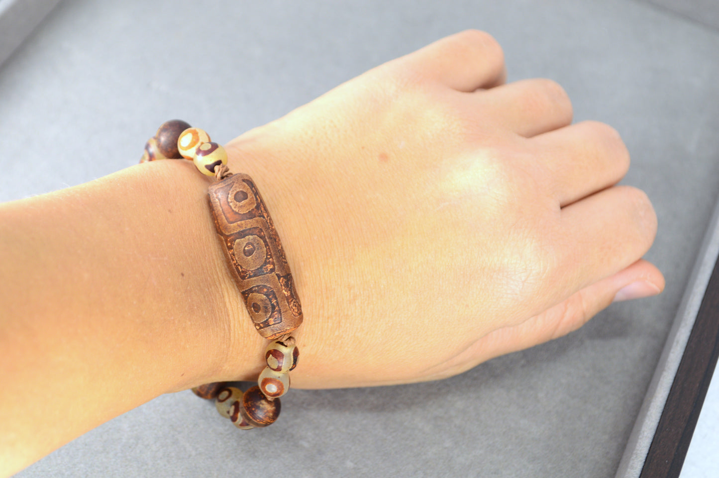 Dzi Bead Tribal Bracelet in Earth Tones