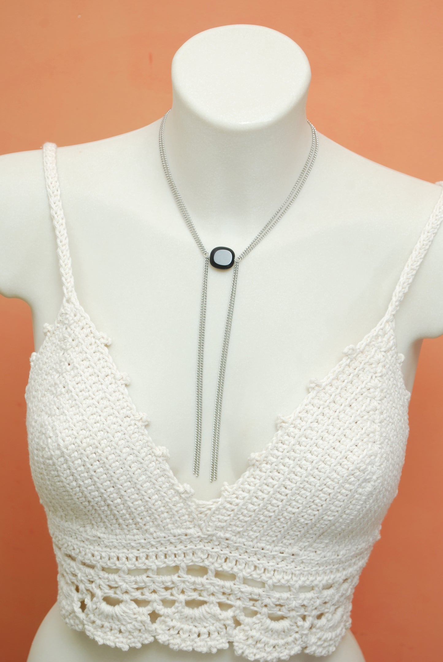 Minimalist Lariat Necklace with Glass Accent