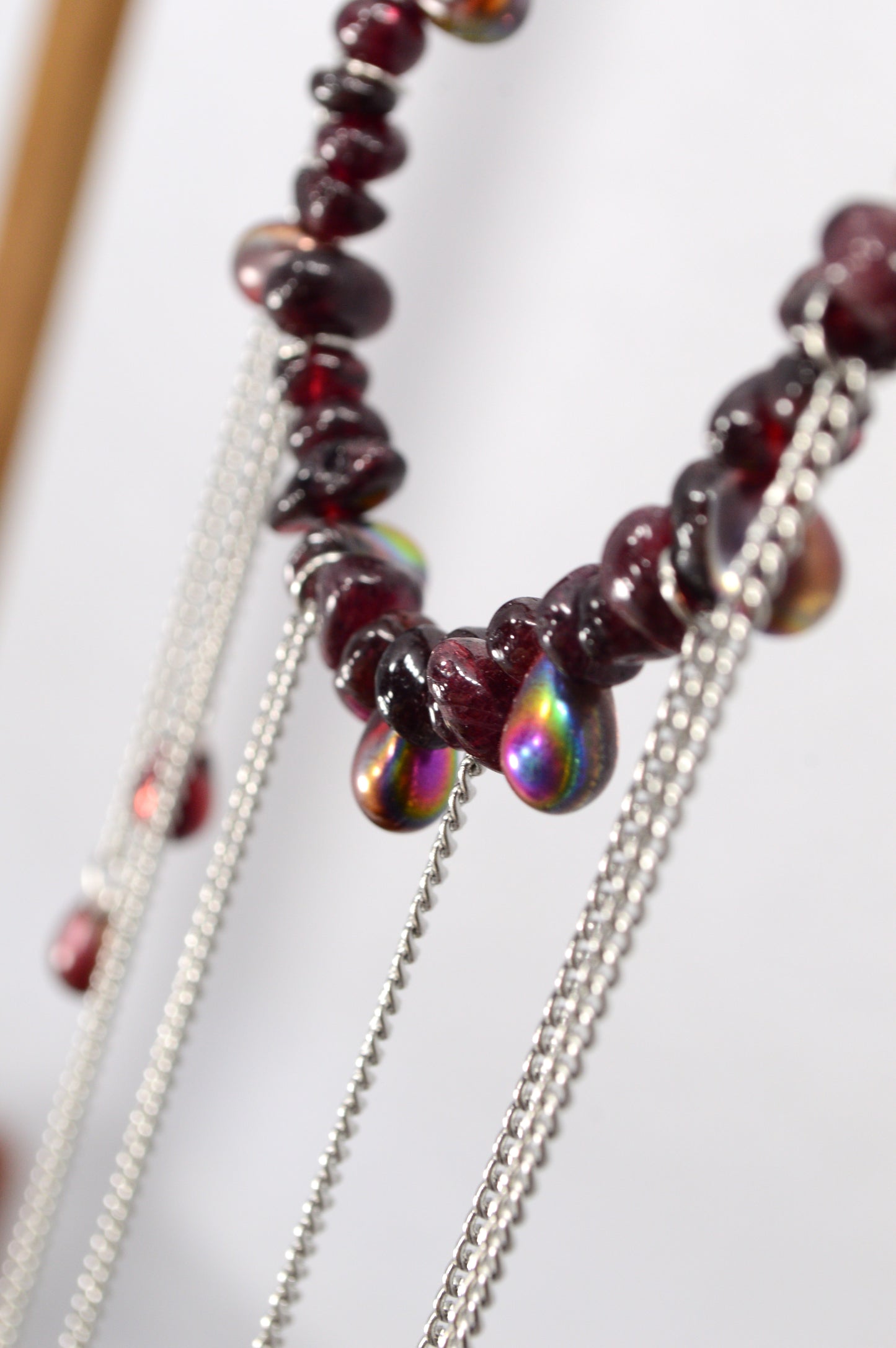 Garnet Fringe Chain Statement Necklace